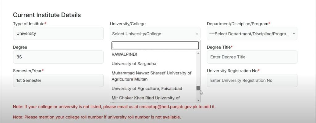 institute details of laptop scheme 2025.eligibilty criteria Scheme
